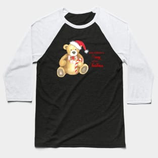 Merry little christmas teddy bear in watercolor Baseball T-Shirt